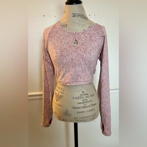 Gymshark Mauve Pink Long-Sleeve Cropped Top with Keyhole